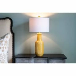 27.5" Patterned Ceramic Table Lamp Camel Glaze - Decor Therapy 17 27.5" Patterned Ceramic Table Lamp Camel Glaze - Decor Therapy -Desk Lamps sales shop unnamed file 5128