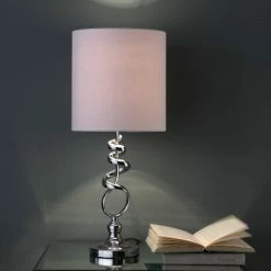 21.5" Modern Metal Table Lamp with Twisted Base Silver - Ore International -Desk Lamps sales shop unnamed file 5137