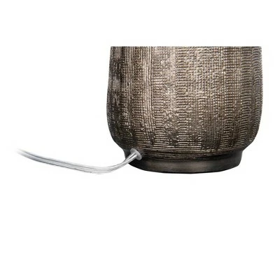 Terracotta Table Lamp with Metallic Glaze and Linen Shade - 3R Studios 2 Terracotta Table Lamp with Metallic Glaze and Linen Shade - 3R Studios - Image 2