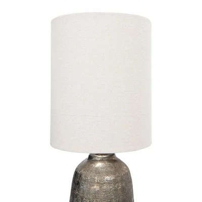 Terracotta Table Lamp with Metallic Glaze and Linen Shade - 3R Studios 5 Terracotta Table Lamp with Metallic Glaze and Linen Shade - 3R Studios - Image 5