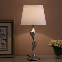 24" Modern Metal Table Lamp with Twisted Base Silver - Ore International -Desk Lamps sales shop unnamed file 5183