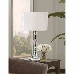 29.5" Traditional Metal Table Lamp with Crystal Accent (Includes CFL Light Bulb) Silver - Ore International -Desk Lamps sales shop unnamed file 5198