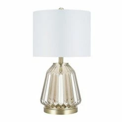 23.5" Glass Table Lamp Champagne (Includes LED Light Bulb) - Cresswell Lighting