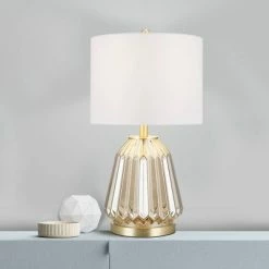 23.5" Glass Table Lamp Champagne (Includes LED Light Bulb) - Cresswell Lighting -Desk Lamps sales shop unnamed file 5211