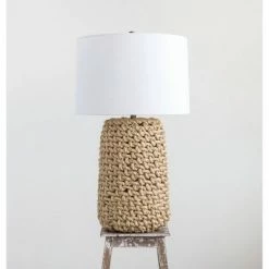 Jute Rope Table Lamp with Linen Shade - 3R Studios