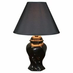 13" Traditional Ceramic Table Lamp Black - Ore International