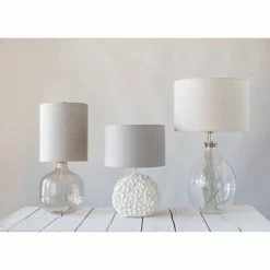 Transparent Glass Table Lamp with Cotton Shade - 3R Studios