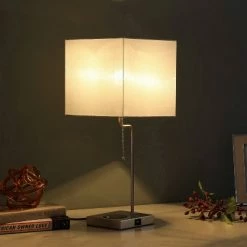 21.5" Modern Metal Table Lamp with USB Charging Port Gray - Ore International -Desk Lamps sales shop unnamed file 5289