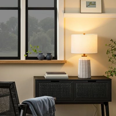 Hearth & Hand With Magnolia Carved Ceramic Table Lamp - Hearth & Hand™ with Magnolia Cream 2 Hearth & Hand With Magnolia Carved Ceramic Table Lamp - Hearth & Hand™ with Magnolia Cream - Image 2