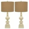 23" Set of 2 Distressed Cream Resin Table Lamp Cream - Decor Therapy