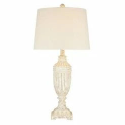 28" Faux Wood Table Lamp (Includes LED Light Bulb) White - Cresswell Lighting