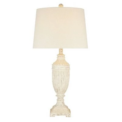 28" Faux Wood Table Lamp (Includes LED Light Bulb) White - Cresswell Lighting 1 28" Faux Wood Table Lamp (Includes LED Light Bulb) White - Cresswell Lighting