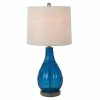 27.5" Emma Embossed Glass Table Lamp Indigo - Decor Therapy