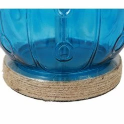 27.5" Emma Embossed Glass Table Lamp Indigo - Decor Therapy -Desk Lamps sales shop unnamed file 5342