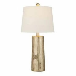 24" Faux Wood Table Lamp Silver - Cresswell Lighting