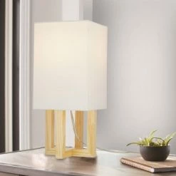 15" Square MDF Table Lamp (Includes LED Light Bulb) Natural - Cresswell Lighting 8 15" Square MDF Table Lamp (Includes LED Light Bulb) Natural - Cresswell Lighting -Desk Lamps sales shop unnamed file 5385