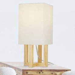 15" Square MDF Table Lamp (Includes LED Light Bulb) Natural - Cresswell Lighting 9 15" Square MDF Table Lamp (Includes LED Light Bulb) Natural - Cresswell Lighting -Desk Lamps sales shop unnamed file 5386