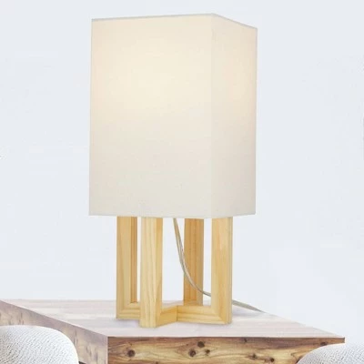 15" Square MDF Table Lamp Natural - Cresswell Lighting 6 15" Square MDF Table Lamp Natural - Cresswell Lighting - Image 6