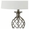 (Set of 2) 26.8" Lattice Urn Table Lamp Nickel (Includes CFL Light Bulb) - Safavieh