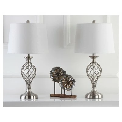 (Set of 2) 26.8" Lattice Urn Table Lamp Nickel (Includes CFL Light Bulb) - Safavieh 2 (Set of 2) 26.8" Lattice Urn Table Lamp Nickel (Includes CFL Light Bulb) - Safavieh - Image 2