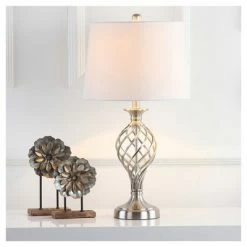 (Set of 2) 26.8" Lattice Urn Table Lamp Nickel (Includes CFL Light Bulb) - Safavieh 6 (Set of 2) 26.8" Lattice Urn Table Lamp Nickel (Includes CFL Light Bulb) - Safavieh -Desk Lamps sales shop unnamed file 5404
