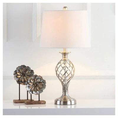 (Set of 2) 26.8" Lattice Urn Table Lamp Nickel (Includes CFL Light Bulb) - Safavieh 3 (Set of 2) 26.8" Lattice Urn Table Lamp Nickel (Includes CFL Light Bulb) - Safavieh - Image 3