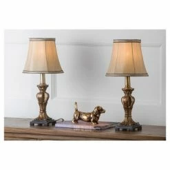 Desk Lamps sales shop 58 (Set of 2) 17" Gabriella Mini Urn Lamp (Includes CFL Light Bulb) Gold - Safavieh