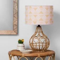 Desk Lamps sales shop 40 Rattan Table Lamp Pink Shade - Opalhouse