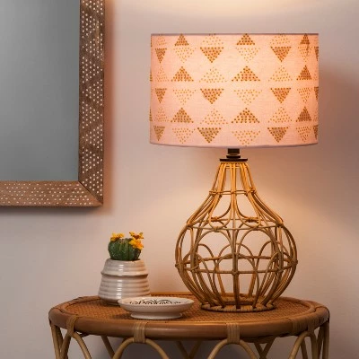 Rattan Table Lamp Pink Shade - Opalhouse 2 Rattan Table Lamp Pink Shade - Opalhouse - Image 2