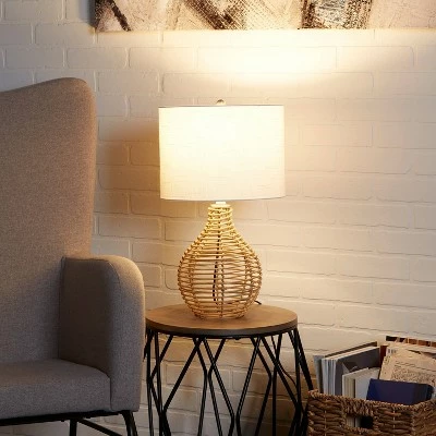 20" Bryce Rattan Silverwood Table Lamp (Includes LED Light Bulb) Light Brown - Decor Therapy 1 20" Bryce Rattan Silverwood Table Lamp (Includes LED Light Bulb) Light Brown - Decor Therapy