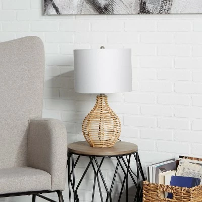 20" Bryce Rattan Silverwood Table Lamp (Includes LED Light Bulb) Light Brown - Decor Therapy 2 20" Bryce Rattan Silverwood Table Lamp (Includes LED Light Bulb) Light Brown - Decor Therapy - Image 2