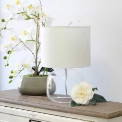 Glass Table Lamp with Fabric Shade Fresh White - Simple Designs 9 Glass Table Lamp with Fabric Shade Fresh White - Simple Designs -Desk Lamps sales shop unnamed file 569
