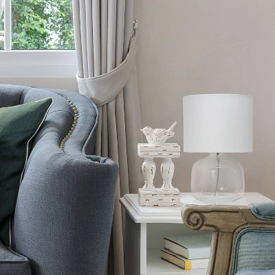 Glass Table Lamp with Fabric Shade Fresh White - Simple Designs 4 Glass Table Lamp with Fabric Shade Fresh White - Simple Designs - Image 4