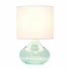 Glass Raindrop Table Lamp with Fabric Shade Aqua - Simple Designs