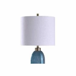 Maldon Textured Drip Glass Table Lamp with Tapered Drum Shade Blue - StyleCraft