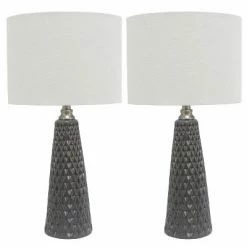 Set of 2 Ceramic Table Lamps - Decor Therapy Ivory