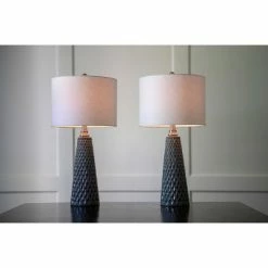 Set of 2 Ceramic Table Lamps - Decor Therapy Ivory -Desk Lamps sales shop unnamed file 648