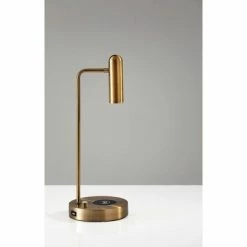 16.5" Wireless Charging Table Lamp (Includes LED Light Bulb) Antique Brass - Adesso