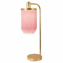 26.5" Framboise Fringe Shade Table Lamp Gold Leaf - Decor Therapy