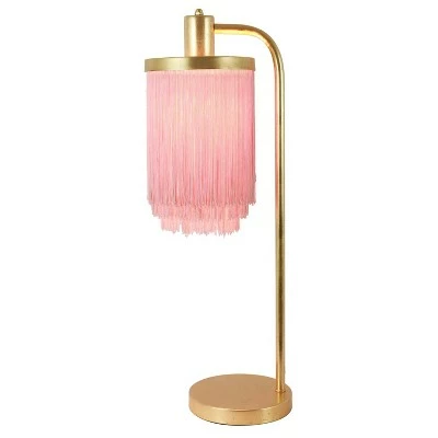 26.5" Framboise Fringe Shade Table Lamp Gold Leaf - Decor Therapy 1 26.5" Framboise Fringe Shade Table Lamp Gold Leaf - Decor Therapy