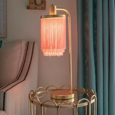 26.5" Framboise Fringe Shade Table Lamp Gold Leaf - Decor Therapy 7 26.5" Framboise Fringe Shade Table Lamp Gold Leaf - Decor Therapy - Image 7