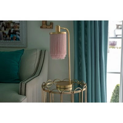 26.5" Framboise Fringe Shade Table Lamp Gold Leaf - Decor Therapy 8 26.5" Framboise Fringe Shade Table Lamp Gold Leaf - Decor Therapy - Image 8