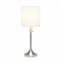 Tapered Desk Lamp with Fabric Drum Shade Silver - Simple Designs