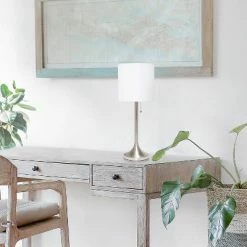 Tapered Desk Lamp with Fabric Drum Shade Silver - Simple Designs -Desk Lamps sales shop unnamed file 710