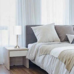 Tapered Desk Lamp with Fabric Drum Shade Silver - Simple Designs -Desk Lamps sales shop unnamed file 711