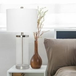 Entrapped Glass Table Lamp with Fabric Shade Brushed Nickel - Lalia Home -Desk Lamps sales shop unnamed file 720