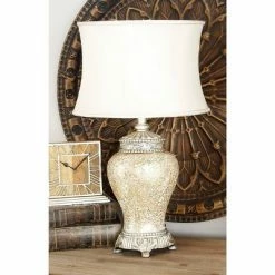 Olivia & May 30" x 18" Glam Glass Table Lamp Beige - Olivia & May