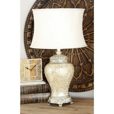 Olivia & May 30" x 18" Glam Glass Table Lamp Beige - Olivia & May 1 Olivia & May 30" x 18" Glam Glass Table Lamp Beige - Olivia & May