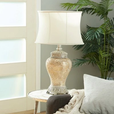 Olivia & May 30" x 18" Glam Glass Table Lamp Beige - Olivia & May 2 Olivia & May 30" x 18" Glam Glass Table Lamp Beige - Olivia & May - Image 2