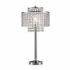 26" Antique Metal Table Lamp with Crystals and USB Port Silver - Ore International